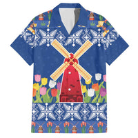Netherlands Christmas Family Matching Long Sleeve Bodycon Dress and Hawaiian Shirt Windmills With Tulip Flowers - Wonder Print Shop