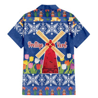 Netherlands Christmas Family Matching Mermaid Dress and Hawaiian Shirt Windmills With Tulip Flowers - Wonder Print Shop