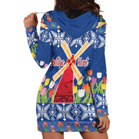 Netherlands Christmas Hoodie Dress Windmills With Tulip Flowers - Wonder Print Shop