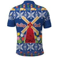 Netherlands Christmas Polo Shirt Windmills With Tulip Flowers - Wonder Print Shop