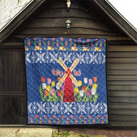 Netherlands Christmas Quilt Windmills With Tulip Flowers - Wonder Print Shop