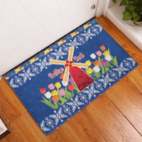 Netherlands Christmas Rubber Doormat Windmills With Tulip Flowers - Wonder Print Shop
