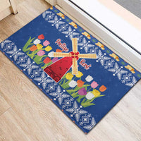 Netherlands Christmas Rubber Doormat Windmills With Tulip Flowers - Wonder Print Shop