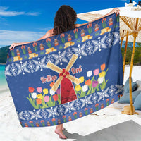 Netherlands Christmas Sarong Windmills With Tulip Flowers - Wonder Print Shop