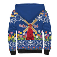 Netherlands Christmas Sherpa Hoodie Windmills With Tulip Flowers - Wonder Print Shop