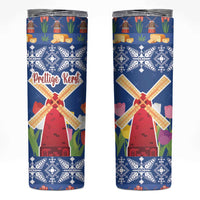 Netherlands Christmas Skinny Tumbler Windmills With Tulip Flowers - Wonder Print Shop