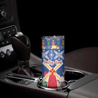 Netherlands Christmas Skinny Tumbler Windmills With Tulip Flowers - Wonder Print Shop