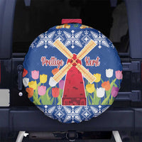 Netherlands Christmas Spare Tire Cover Windmills With Tulip Flowers - Wonder Print Shop