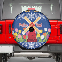 Netherlands Christmas Spare Tire Cover Windmills With Tulip Flowers - Wonder Print Shop