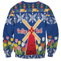 Netherlands Christmas Sweatshirt Windmills With Tulip Flowers - Wonder Print Shop