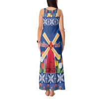 Netherlands Christmas Tank Maxi Dress Windmills With Tulip Flowers - Wonder Print Shop