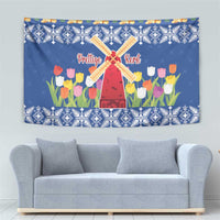 Netherlands Christmas Tapestry Windmills With Tulip Flowers - Wonder Print Shop