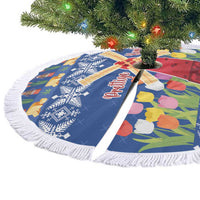 Netherlands Christmas Tree Skirt Windmills With Tulip Flowers - Wonder Print Shop