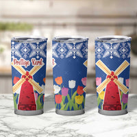 Netherlands Christmas Tumbler Cup Windmills With Tulip Flowers - Wonder Print Shop