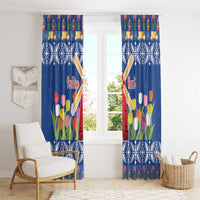 Netherlands Christmas Window Curtain Windmills With Tulip Flowers - Wonder Print Shop