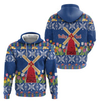 Netherlands Christmas Zip Hoodie Windmills With Tulip Flowers - Wonder Print Shop