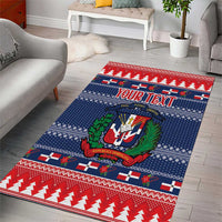 Personalized Dominican Republic Christmas Area Rug Dominicana Coat Of Arms Christmas Pattern - Wonder Print Shop