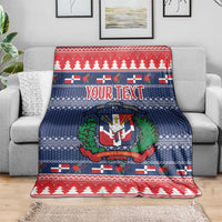 Personalized Dominican Republic Christmas Blanket Dominicana Coat Of Arms Christmas Pattern