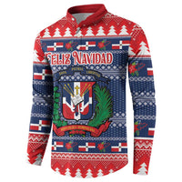 Personalized Dominican Republic Christmas Button Sweatshirt Dominicana Coat Of Arms Christmas Pattern - Wonder Print Shop