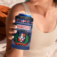 Personalized Dominican Republic Christmas 4 in 1 Can Cooler Tumbler Dominicana Coat Of Arms Christmas Pattern - Wonder Print Shop