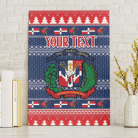 Personalized Dominican Republic Christmas Canvas Wall Art Dominicana Coat Of Arms Christmas Pattern - Wonder Print Shop