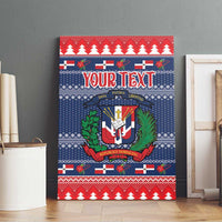 Personalized Dominican Republic Christmas Canvas Wall Art Dominicana Coat Of Arms Christmas Pattern - Wonder Print Shop