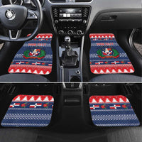 Personalized Dominican Republic Christmas Car Mats Dominicana Coat Of Arms Christmas Pattern - Wonder Print Shop