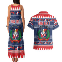 Personalized Dominican Republic Christmas Couples Matching Tank Maxi Dress and Hawaiian Shirt Dominicana Coat Of Arms Christmas Pattern - Wonder Print Shop