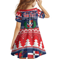 Personalized Dominican Republic Christmas Family Matching Off The Shoulder Long Sleeve Dress and Hawaiian Shirt Dominicana Coat Of Arms Christmas Pattern - Wonder Print Shop