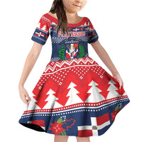 Personalized Dominican Republic Christmas Family Matching Off Shoulder Short Dress and Hawaiian Shirt Dominicana Coat Of Arms Christmas Pattern - Wonder Print Shop