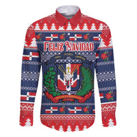 Personalized Dominican Republic Christmas Family Matching Puletasi and Hawaiian Shirt Dominicana Coat Of Arms Christmas Pattern - Wonder Print Shop