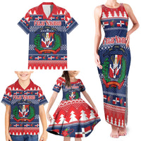 Personalized Dominican Republic Christmas Family Matching Tank Maxi Dress and Hawaiian Shirt Dominicana Coat Of Arms Christmas Pattern - Wonder Print Shop