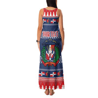 Personalized Dominican Republic Christmas Family Matching Tank Maxi Dress and Hawaiian Shirt Dominicana Coat Of Arms Christmas Pattern - Wonder Print Shop