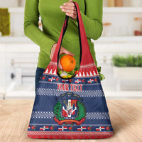 Personalized Dominican Republic Christmas Grocery Bag Dominicana Coat Of Arms Christmas Pattern