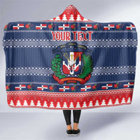Personalized Dominican Republic Christmas Hooded Blanket Dominicana Coat Of Arms Christmas Pattern