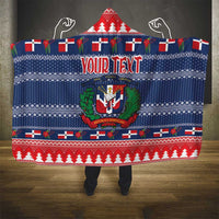 Personalized Dominican Republic Christmas Hooded Blanket Dominicana Coat Of Arms Christmas Pattern