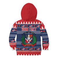 Personalized Dominican Republic Christmas Kid Hoodie Dominicana Coat Of Arms Christmas Pattern - Wonder Print Shop
