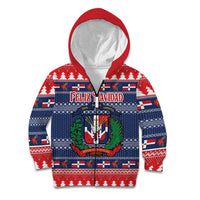 Personalized Dominican Republic Christmas Kid Hoodie Dominicana Coat Of Arms Christmas Pattern - Wonder Print Shop