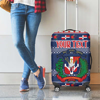 Personalized Dominican Republic Christmas Luggage Cover Dominicana Coat Of Arms Christmas Pattern - Wonder Print Shop