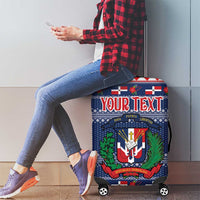 Personalized Dominican Republic Christmas Luggage Cover Dominicana Coat Of Arms Christmas Pattern - Wonder Print Shop