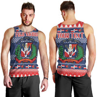 Personalized Dominican Republic Christmas Men Tank Top Dominicana Coat Of Arms Christmas Pattern - Wonder Print Shop