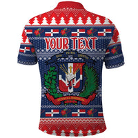 Personalized Dominican Republic Christmas Polo Shirt Dominicana Coat Of Arms Christmas Pattern - Wonder Print Shop