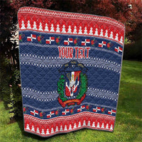 Personalized Dominican Republic Christmas Quilt Dominicana Coat Of Arms Christmas Pattern - Wonder Print Shop