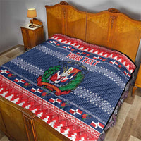 Personalized Dominican Republic Christmas Quilt Dominicana Coat Of Arms Christmas Pattern - Wonder Print Shop