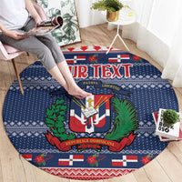 Personalized Dominican Republic Christmas Round Carpet Dominicana Coat Of Arms Christmas Pattern