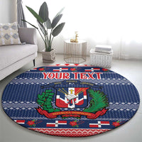 Personalized Dominican Republic Christmas Round Carpet Dominicana Coat Of Arms Christmas Pattern