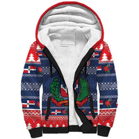 Personalized Dominican Republic Christmas Sherpa Hoodie Dominicana Coat Of Arms Christmas Pattern - Wonder Print Shop