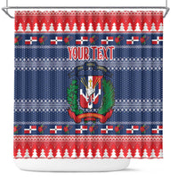 Personalized Dominican Republic Christmas Shower Curtain Dominicana Coat Of Arms Christmas Pattern
