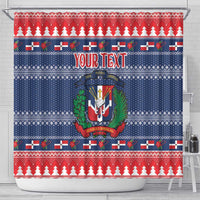 Personalized Dominican Republic Christmas Shower Curtain Dominicana Coat Of Arms Christmas Pattern