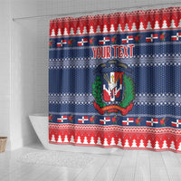 Personalized Dominican Republic Christmas Shower Curtain Dominicana Coat Of Arms Christmas Pattern